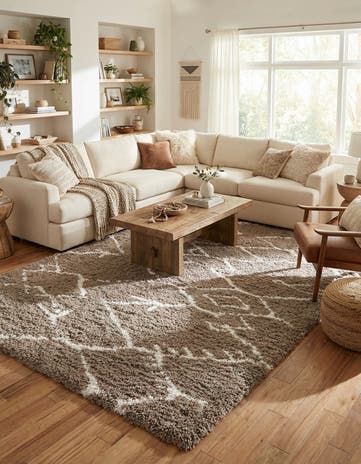 Khaki Infinity Shag Rug