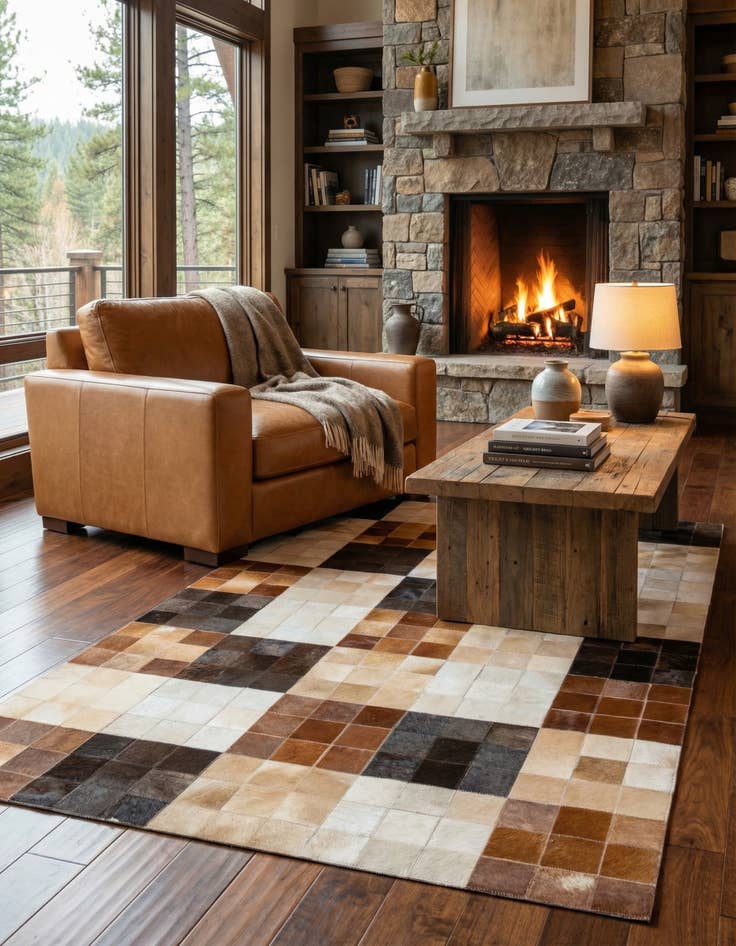 Detail image of 5' x 8' Cowhide Leather Rug