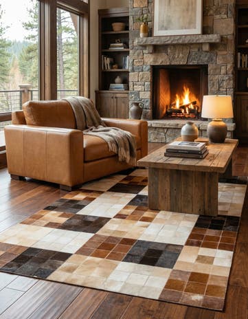 5' x 8' Cowhide Leather Rug