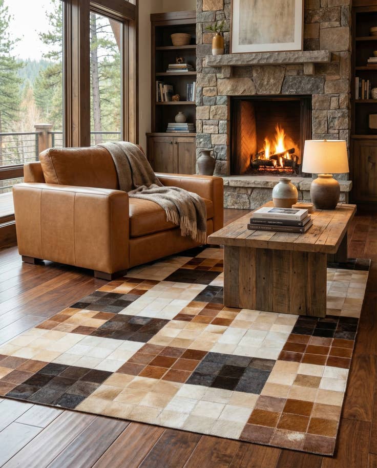 Detail image of 5' x 8' Cowhide Leather Rug