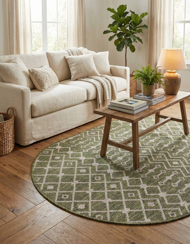 Detail image of 3' x 5' 3  Washable Trellis Indoor / Outdoor Oval Rug