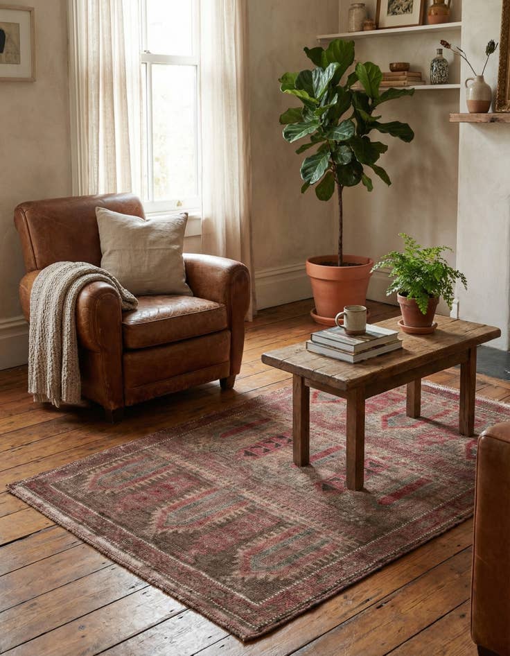 Detail image of 3' 2 x 4' 8  Hand Knotted Ultra Vintage Persian Wool Rug