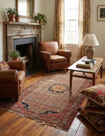 3' 10 x 6' 6 Hand Knotted Hamedan Persian Wool Rug