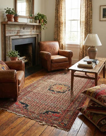 3' 10 x 6' 6 Hand Knotted Hamedan Persian Wool Rug
