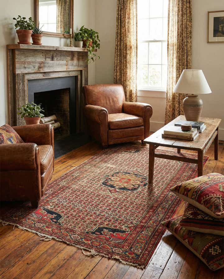 3' 10 x 6' 6 Hand Knotted Hamedan Persian Wool Rug