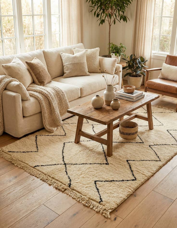 Detail image of 5' 1 x 7' 7  Hand Knotted Moroccan Wool Rug