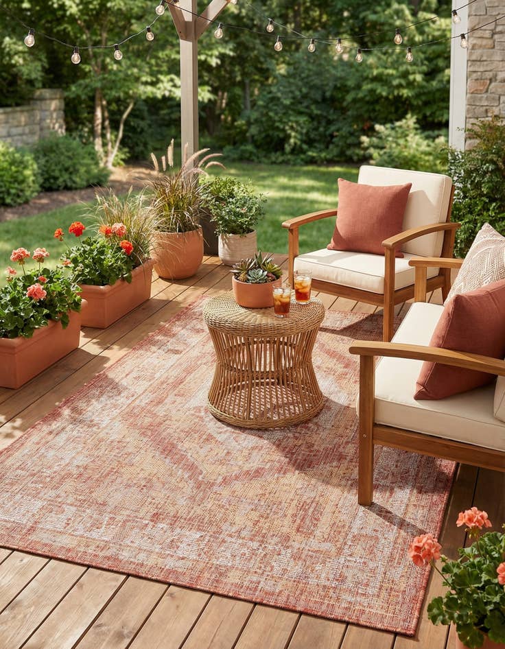 Detail image of 4' x 6'  Washable Traditional Indoor / Outdoor Rug