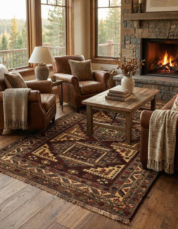 Detail image of 4' 8 x 7' 2 Hand Knotted Kars Wool Rug