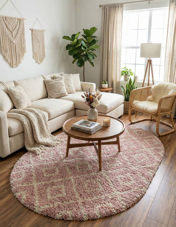 Detail image of  7' 10 x 10' Lattice Shag Oval Rug