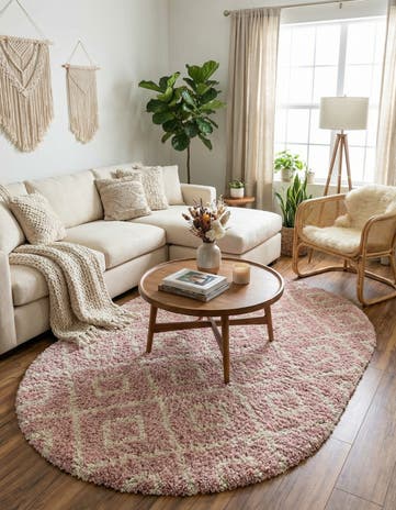 7' 10 x 10' Lattice Shag Oval Rug