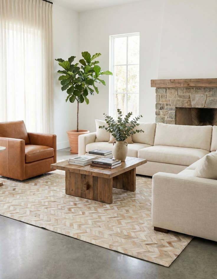 Detail image of 5' 1 x 7' 9 Cowhide Stocks Rug