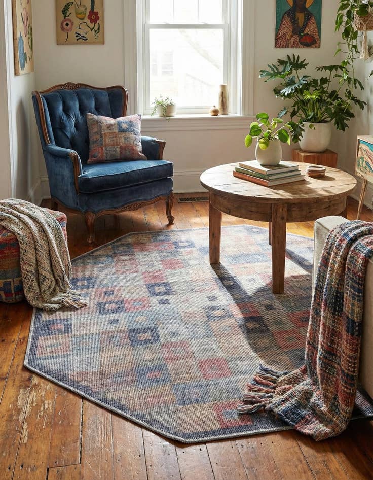 Detail image of  5' 3 x 5' 3  Washable Sisu Octagon Rug