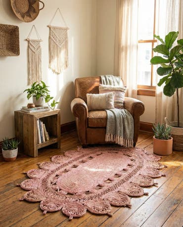  3' 1 x 5' 1  Hand Braided Jute Oval Rug