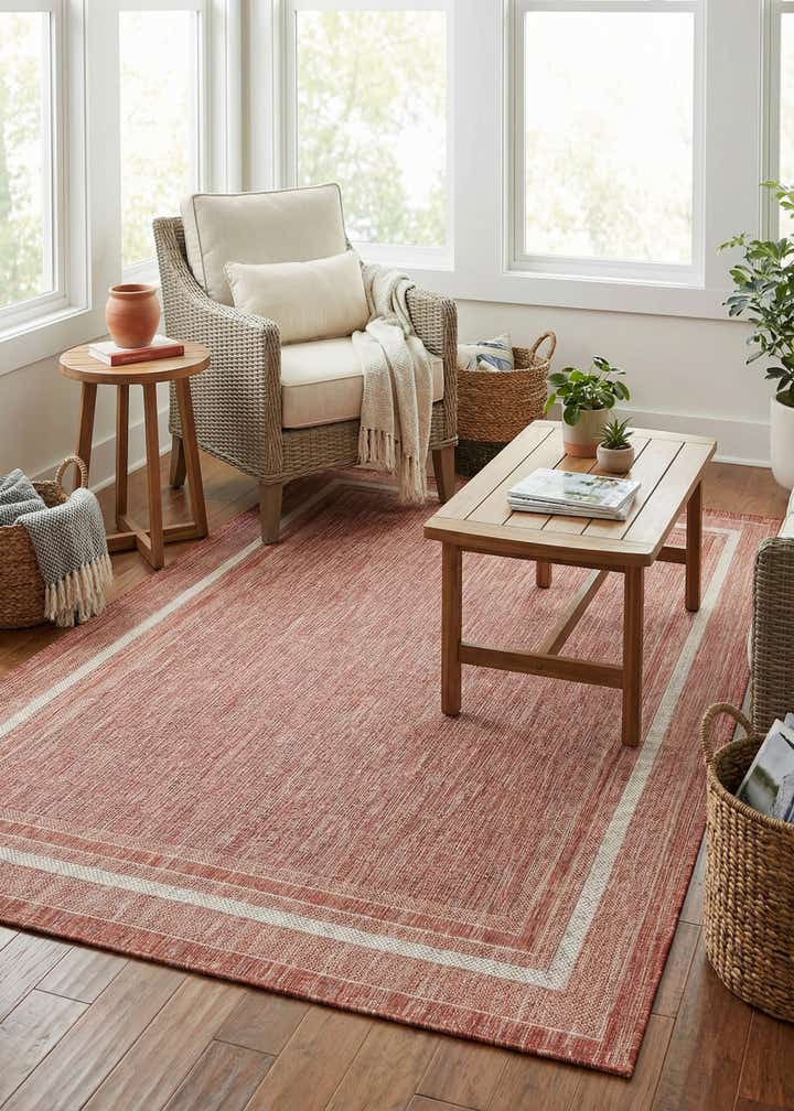 5' 3 x 8' Easy-Clean Border Indoor / Outdoor Rug