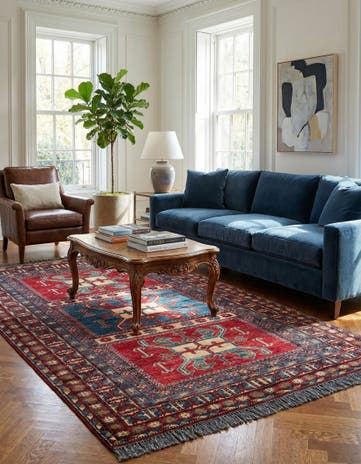 5' 1 x 7' 5 Hand Knotted Kazak Wool Rug