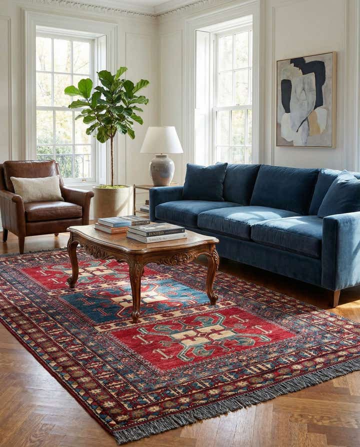 5' 1 x 7' 5 Hand Knotted Kazak Wool Rug