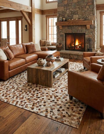 8' x 9' 10 Cowhide Leather Rug