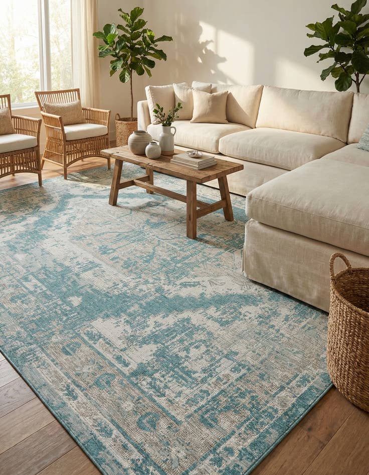 Detail image of 10' x 13' Easy-Clean Traditional Indoor / Outdoor Rug
