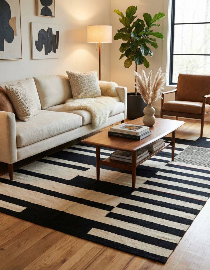 Detail image of 5' 8 x 7' 9  Hand Woven Kilim Modern Wool Rug