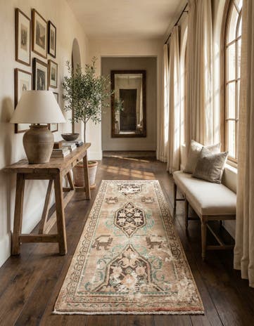 3' 9 x 8' 4 Hand Knotted Ultra Vintage Persian Wool Runner Rug