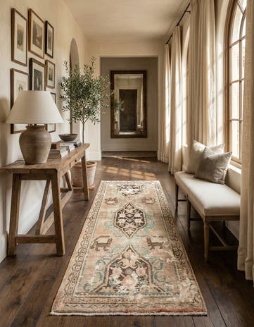 3' 9 x 8' 4 Hand Knotted Ultra Vintage Persian Wool Runner Rug