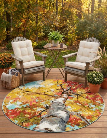 6' 1 x 6' 1 Easy-Clean Botanical Indoor / Outdoor Round Rug