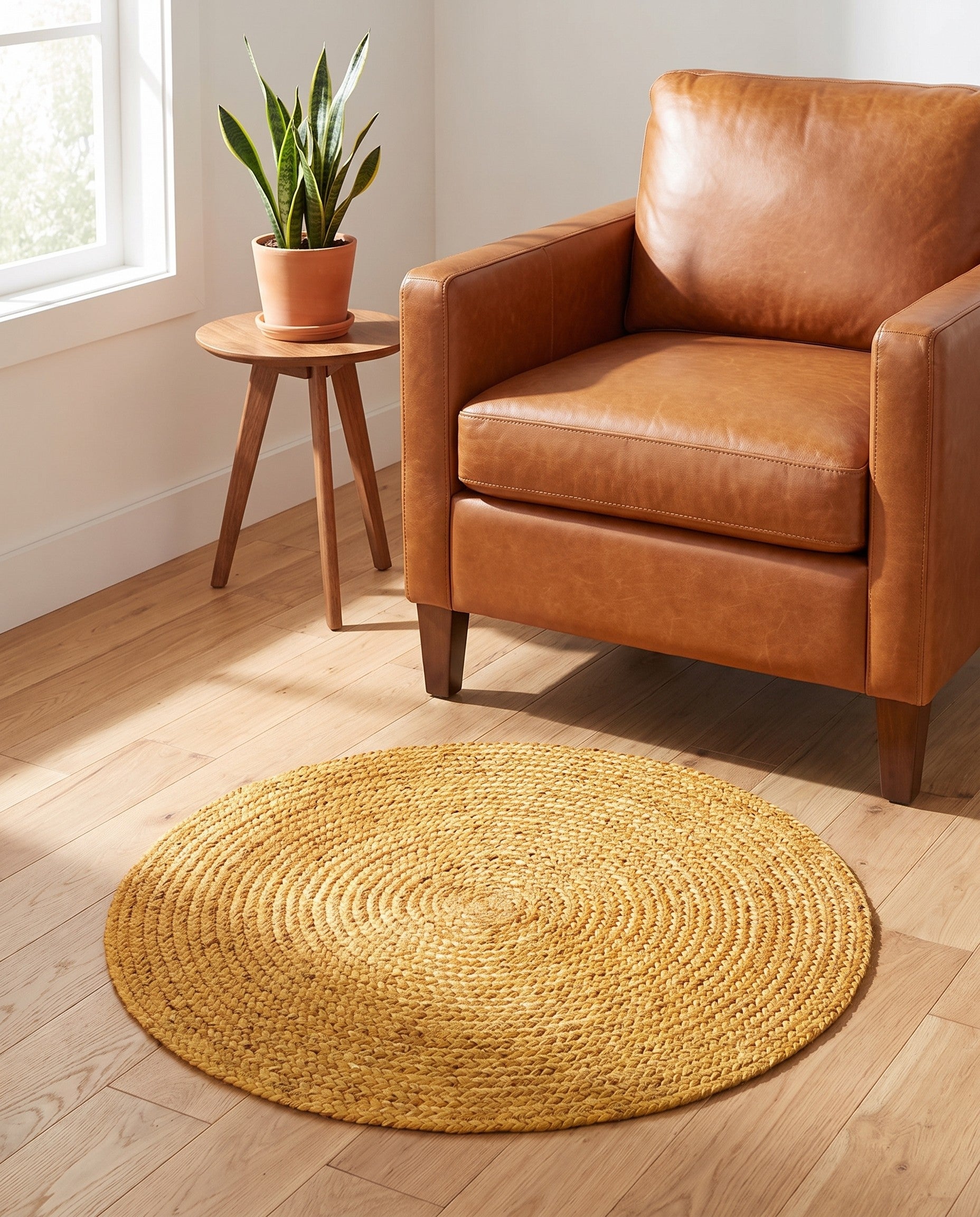 3' 3 x 3' 3 Handmade Braided Jute Round Rug