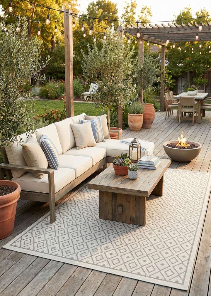 9' x 12' Easy-Clean Trellis Indoor / Outdoor Rug