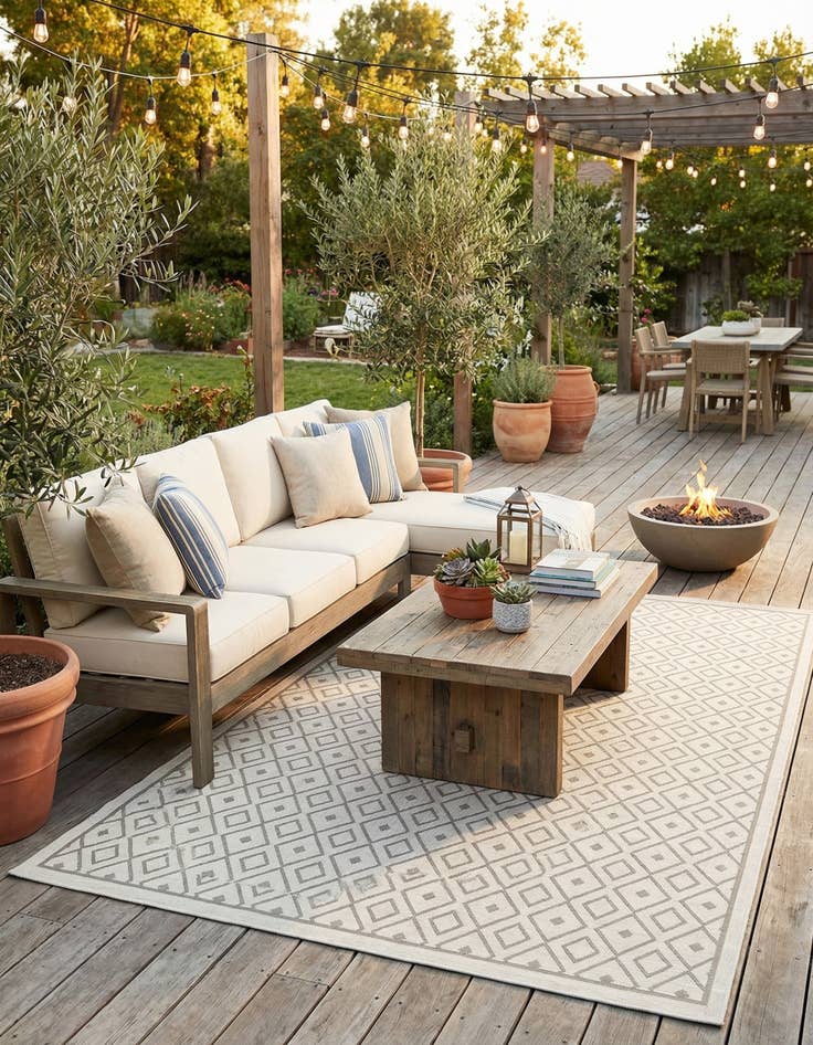 Detail image of 9' x 12' Easy-Clean Trellis Indoor / Outdoor Rug