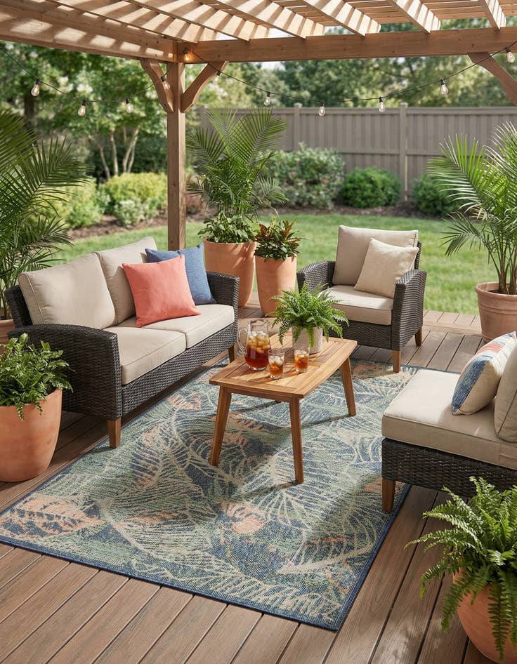 Detail image of 5' 3 x 7' 7  Washable Baja Indoor / Outdoor Rug