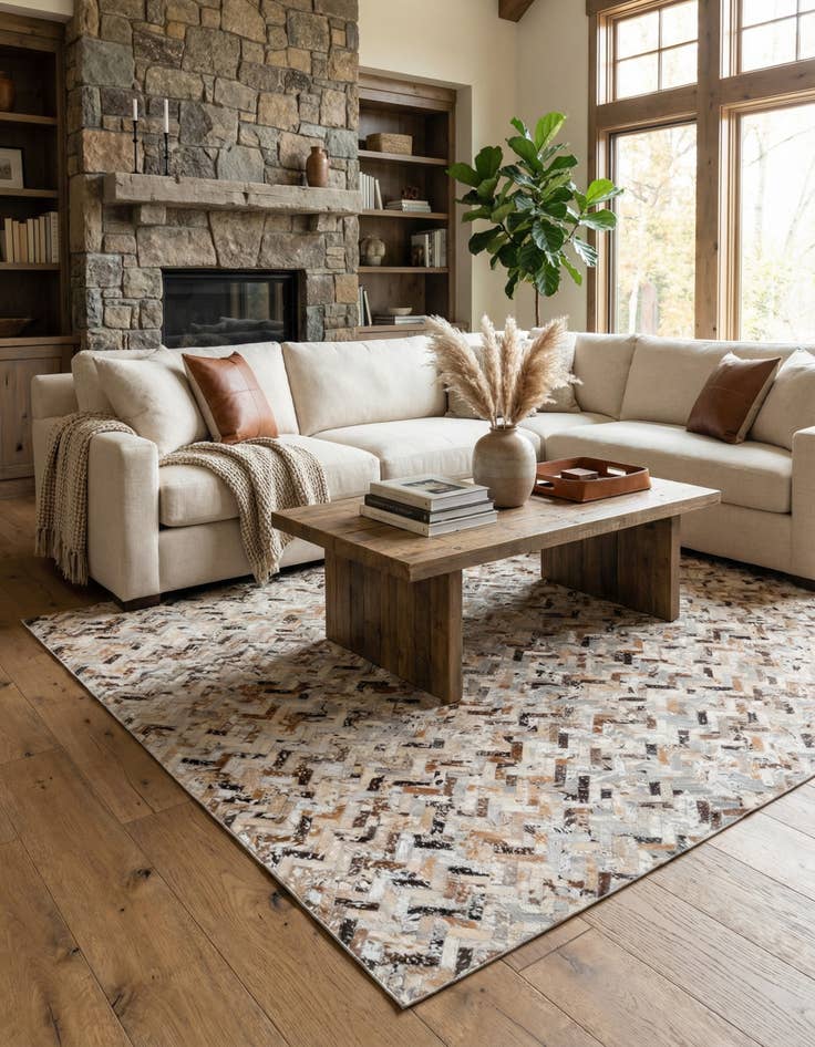 Detail image of 5' 4 x 7' 7 Cowhide Stocks Rug