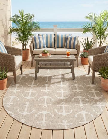 7' 10 x 10' Easy-Clean Coastal Indoor / Outdoor Oval Rug