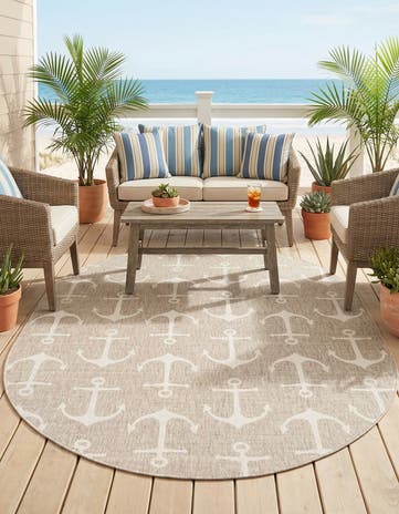 7' 10 x 10' Easy-Clean Coastal Indoor / Outdoor Oval Rug