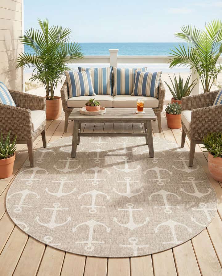 7' 10 x 10' Easy-Clean Coastal Indoor / Outdoor Oval Rug