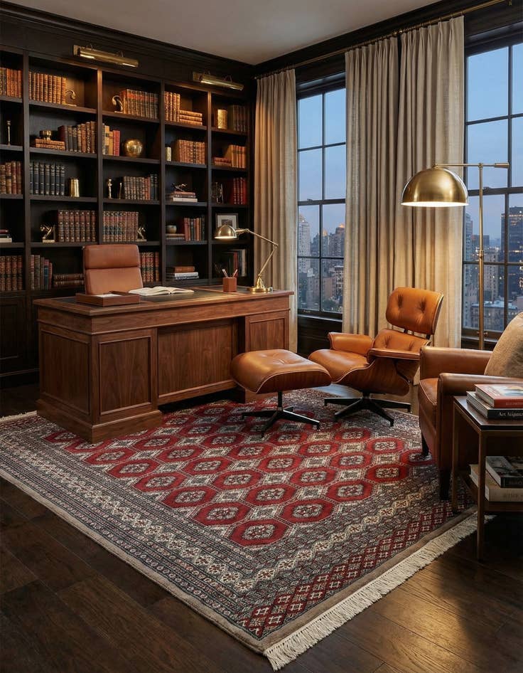 Detail image of 8' 4 x 8' 5  Hand Knotted Bokhara Oriental Wool Square Rug