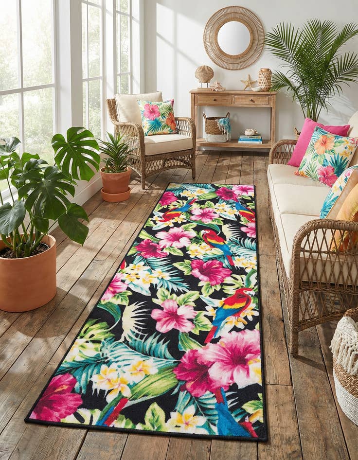 Detail image of 2' x 6' 1  Washable Jill Zarin Caribbean Indoor / Outdoor Runner Rug