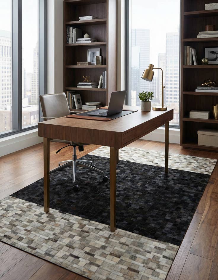 Detail image of 5' x 7' 10 Cowhide Leather Rug