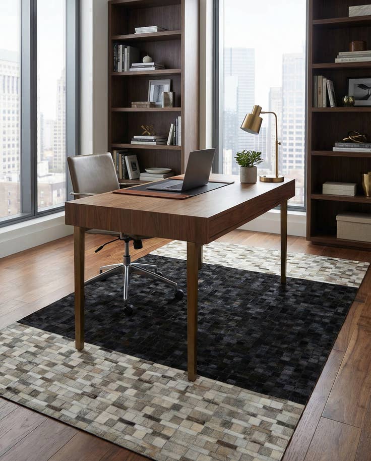 Detail image of 5' x 7' 10 Cowhide Leather Rug