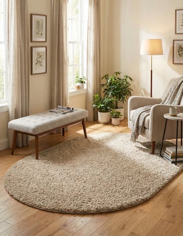 Taupe Everyday Shag Oval Rug