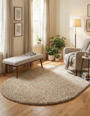 Taupe Everyday Shag Oval Rug