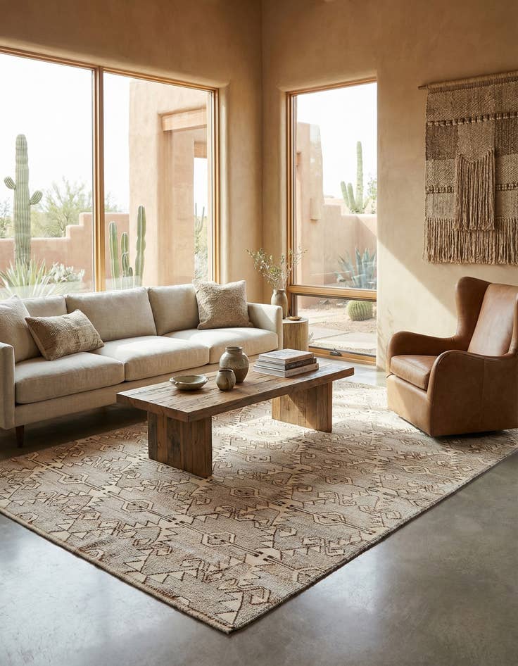 Detail image of 6' 3 x 9' 6  Hand Woven Kilim Modern Wool Rug