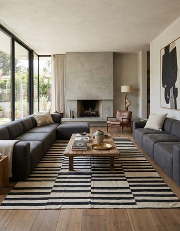 6' 10 x 9' 8 Hand Woven Kilim Modern Wool Rug