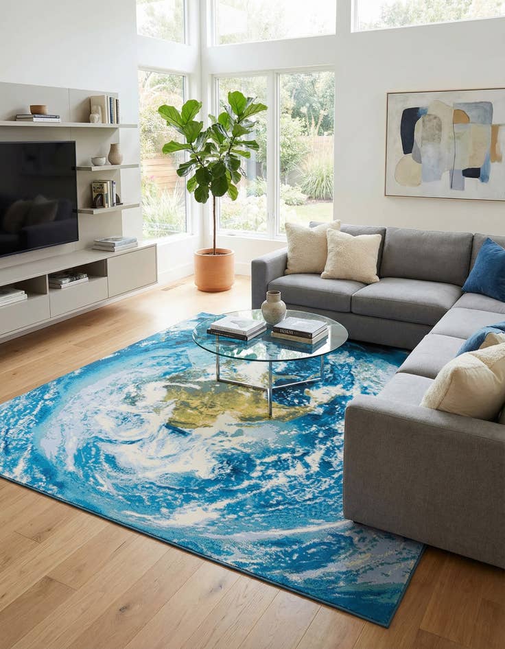 Detail image of 10' x 10'  Washable Modern Indoor / Outdoor Square Rug