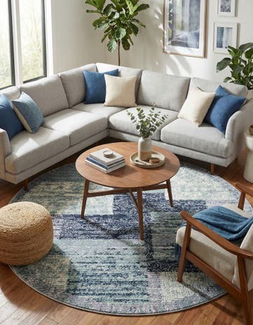 Blue and Gray Tucson Round Rug