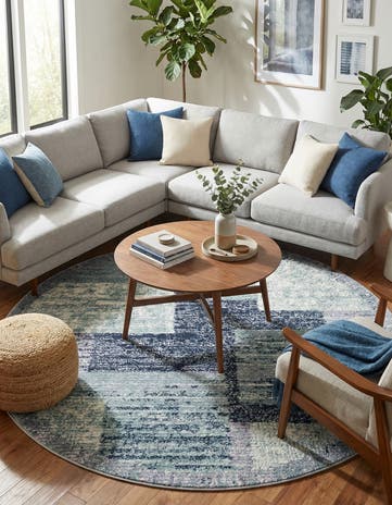 Blue and Gray Tucson Round Rug