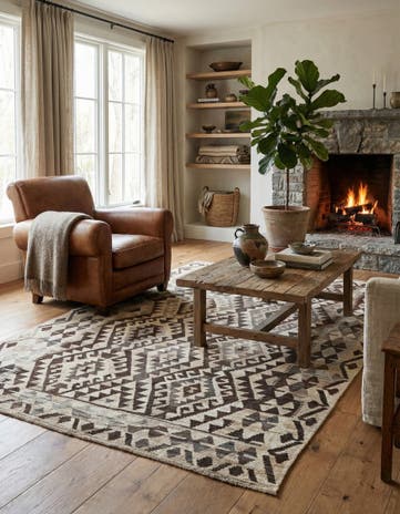 5' x 6' 10 Hand Woven Kilim Maymana Wool Rug