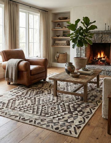 5' x 6' 10 Hand Woven Kilim Maymana Wool Rug