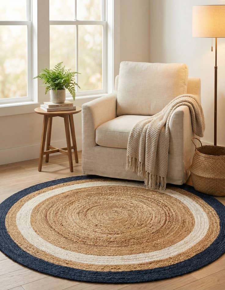 Detail image of 4' 1 x 4' 1  Hand Braided Jute Round Rug