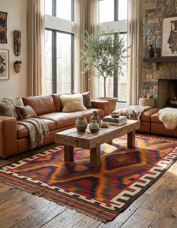 5' 7 x 8' 10 Hand Woven Kilim Fars Wool Rug