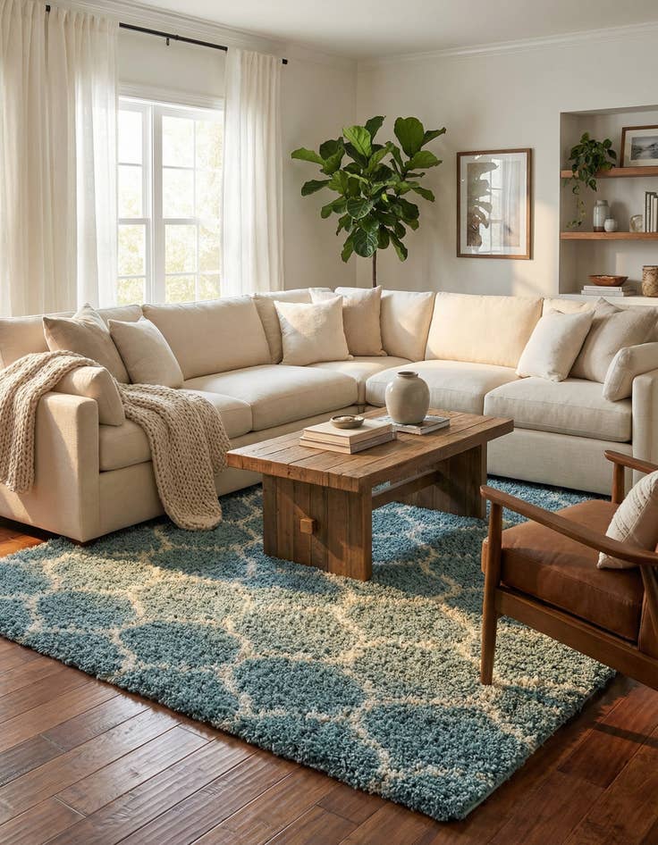 Detail image of  10' x 13' Lattice Shag Rug